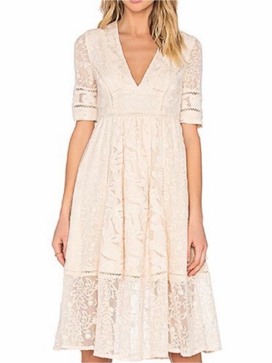 Free People Dresses & Skirts - Free People Mountain Laurel Lace Midi Dress Cream Size 6 Boho Romantic